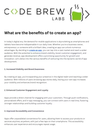 What are the benefit to create an app?