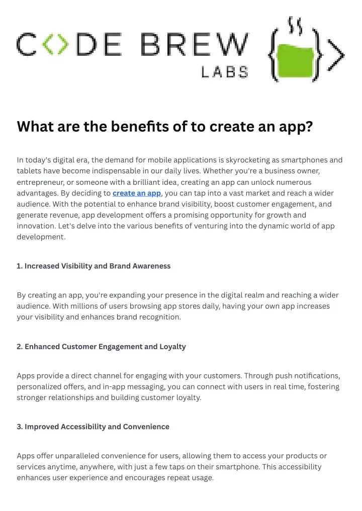 what are the benefits of to create an app