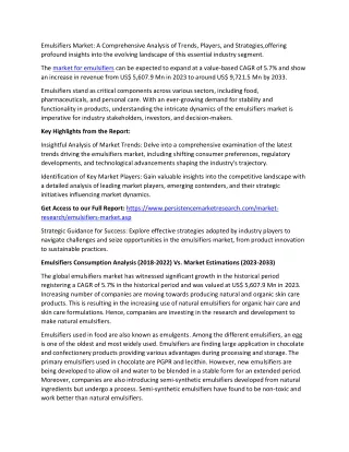 emulsifiers market a comprehensive analysis