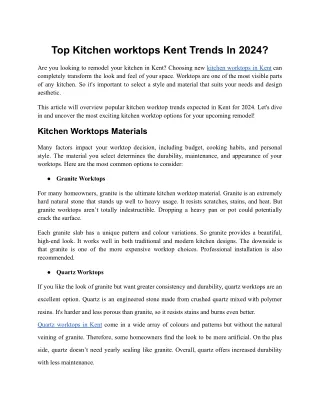 Top Kitchen worktops Kent Trends In 2024
