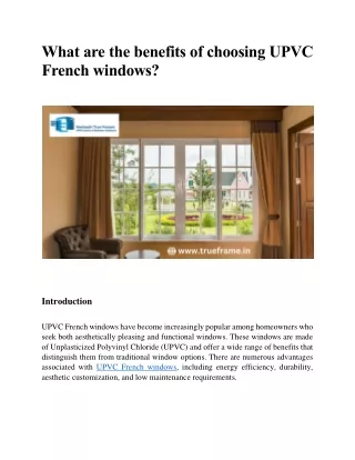 What are the benefits of choosing UPVC French windows