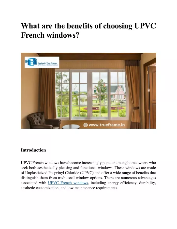 what are the benefits of choosing upvc french