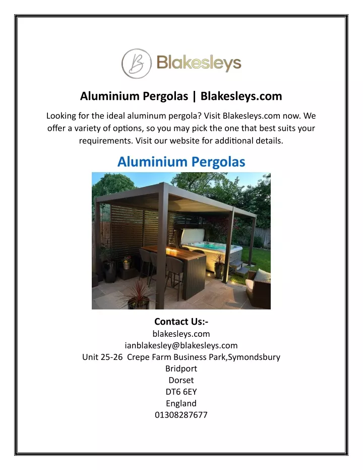 aluminium pergolas blakesleys com