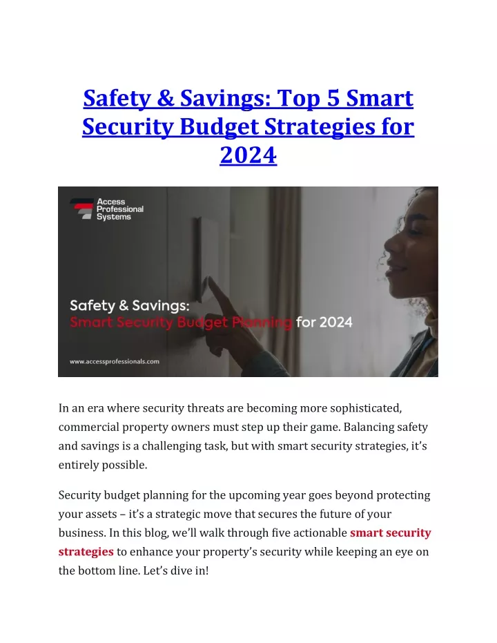 safety savings top 5 smart security budget