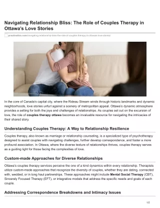 Couples Therapy: Charting the Course for Love's Journey in Ottawa
