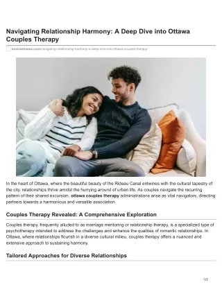 Harmonizing Partnerships: Ottawa's Insight into Couples Therapy