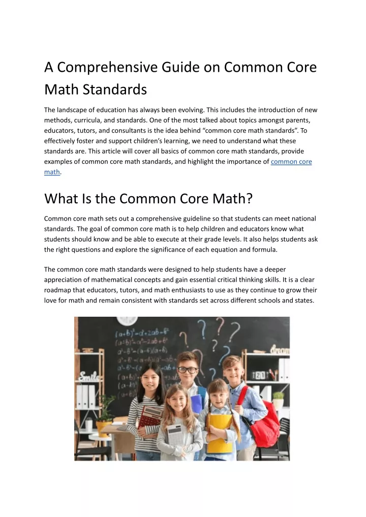 a comprehensive guide on common core math