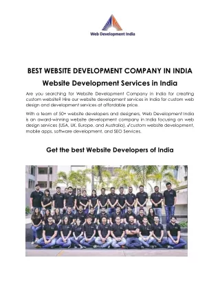 BEST WEBSITE DEVELOPMENT COMPANY IN INDIA Website Development Services in India