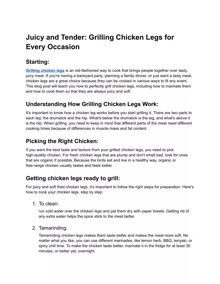 juicy and tender grilling chicken legs for every