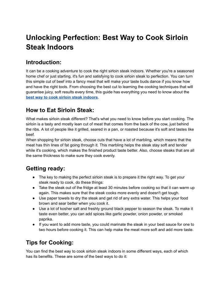 unlocking perfection best way to cook sirloin