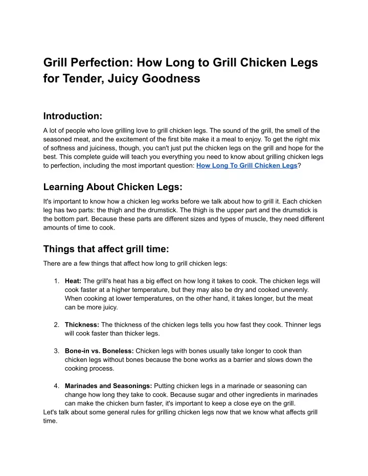 grill perfection how long to grill chicken legs