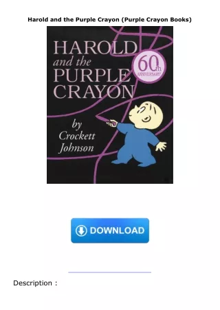 Pdf⚡️(read✔️online) Harold and the Purple Crayon (Purple Crayon Books)