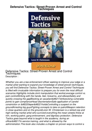 get⚡[PDF]❤ Defensive Tactics: Street-Proven Arrest and Control Techniques