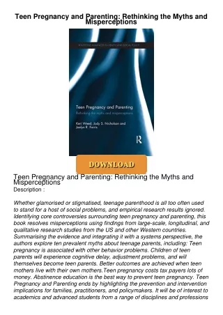 $PDF$/READ Teen Pregnancy and Parenting: Rethinking the Myths and Misperceptions