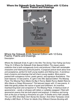 [PDF⚡READ❤ONLINE]  Where the Sidewalk Ends Special Edition with 12 Extra Poems: Poems and Drawings