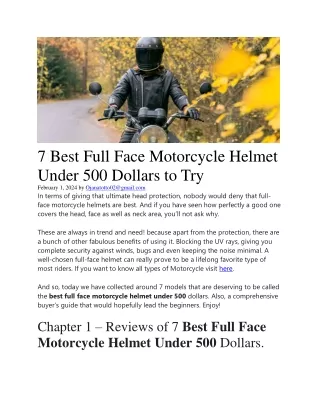 7 Best Full Face Motorcycle Helmet Under 500 Dollars