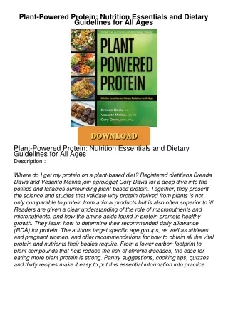 READ⚡[PDF]✔ Plant-Powered Protein: Nutrition Essentials and Dietary Guidelines for All Ages