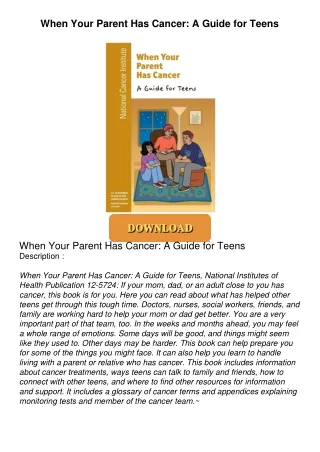 ❤Book⚡[PDF]✔ When Your Parent Has Cancer: A Guide for Teens