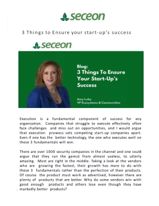 3 Things To Ensure Your Start-Up’s Success - Seceon Inc