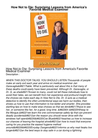 Audiobook⚡ How Not to Die: Surprising Lessons from America's Favorite Medical Examiner