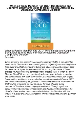 PDF_⚡ When a Family Member Has OCD: Mindfulness and Cognitive Behavioral Skills to