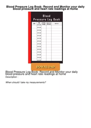 ❤[PDF]⚡  Blood Pressure Log Book: Record and Monitor your daily blood pressure and