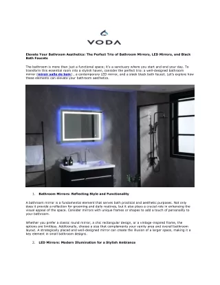 Salle De Bain Voda Elevate Your Bathroom Aesthetics The Perfect Trio of Bathroom Mirrors, LED Mirrors, and Black Bath Fa