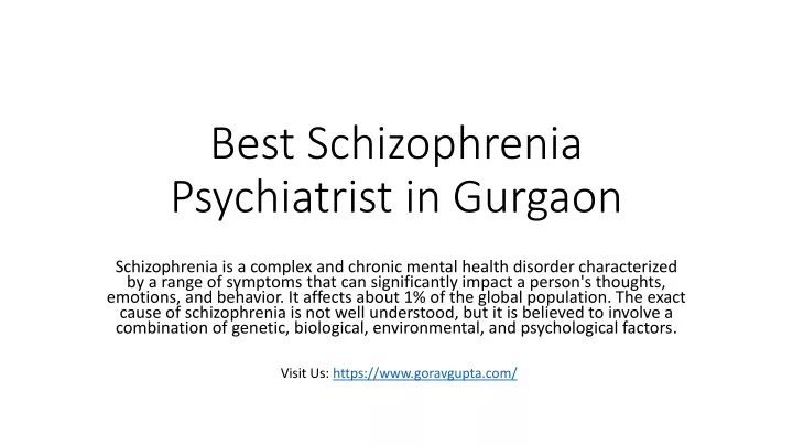 best schizophrenia psychiatrist in gurgaon