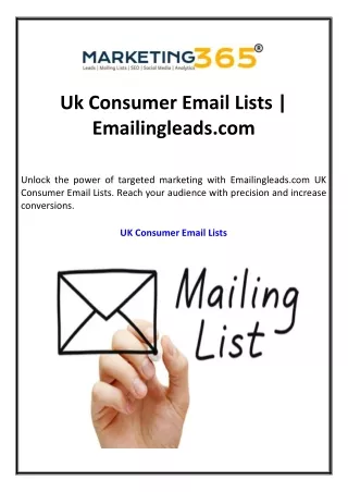Uk Consumer Email Lists Emailingleads.com