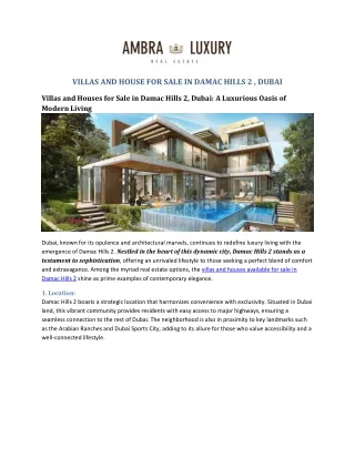 VILLAS AND HOUSE FOR SALE IN DAMAC HILLS 2