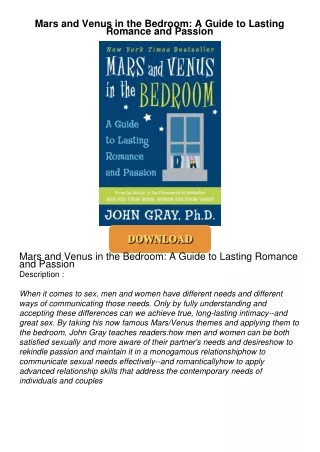 Read⚡ebook✔[PDF]  Mars and Venus in the Bedroom: A Guide to Lasting Romance and Passion