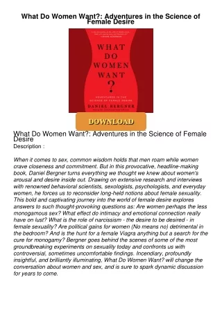 [PDF⚡READ❤ONLINE] What Do Women Want?: Adventures in the Science of Female Desire