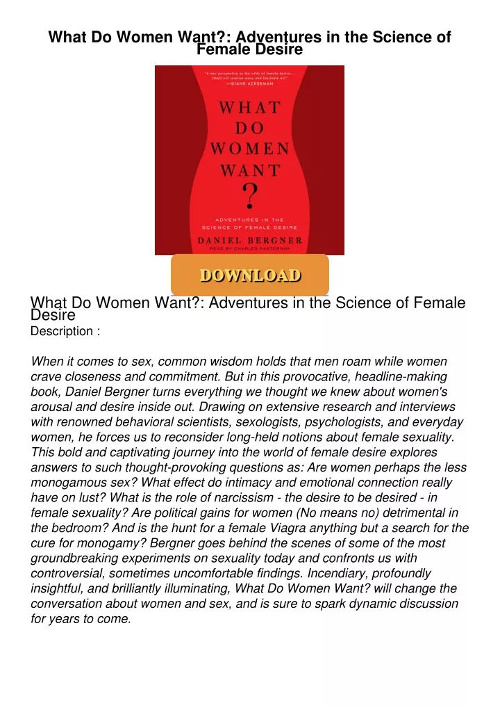 PPT - [PDF⚡READ ONLINE] What Do Women Want?: Adventures in the Science ...