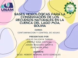 GRUPO 1 - BASES HIDROLÓGICAS PARA LA CONSERVACIÓN DE LOS RECURSOS NATURALES EN LA CUENCA DEL LAGO MOA, BOLIVIA
