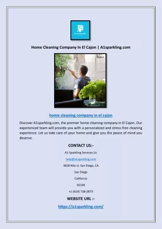 Home Cleaning Company In El Cajon | A1sparkling.com