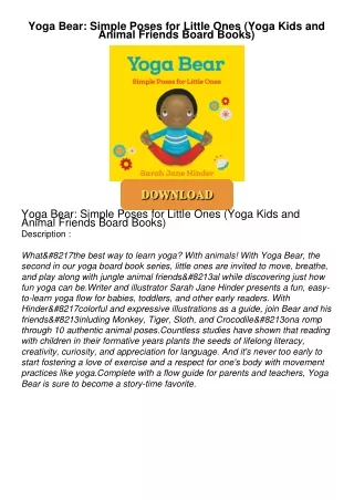 ⚡PDF ❤ Yoga Bear: Simple Poses for Little Ones (Yoga Kids and Animal Friends Board