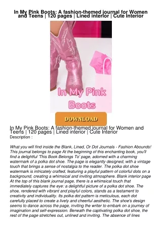 ❤Book⚡[PDF]✔ In My Pink Boots: A fashion-themed journal for Women and Teens | 120 pages |