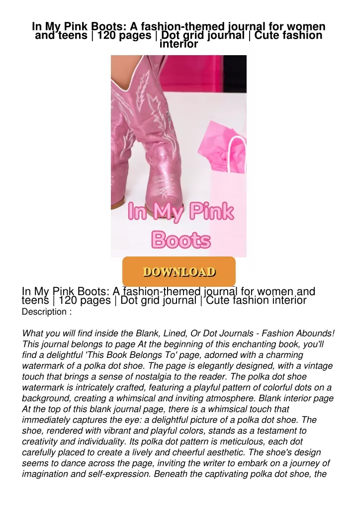 in my pink boots a fashion themed journal