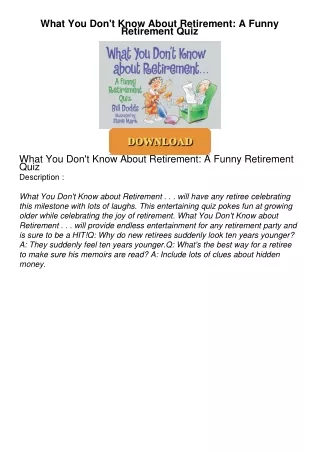 Audiobook⚡ What You Don't Know About Retirement: A Funny Retirement Quiz