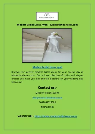 Modest Bridal Dress Ayah | Modestbridalwear.com