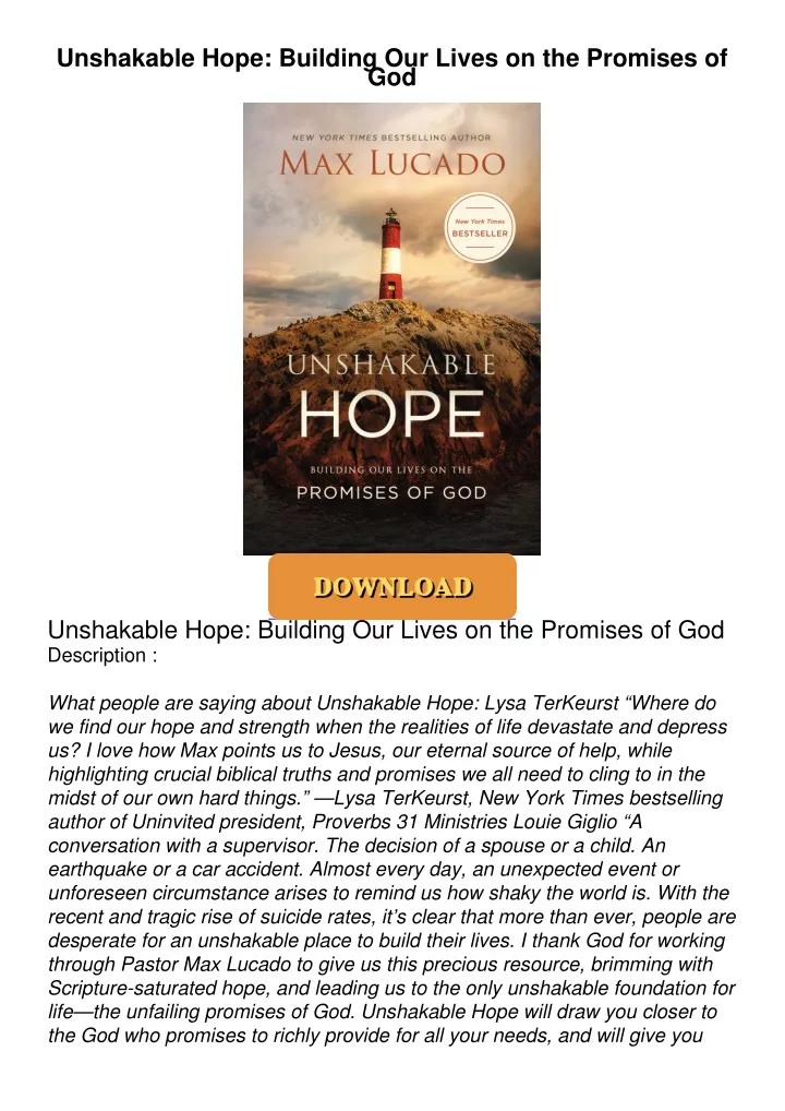 PPT - Unshakable-Hope-Building-Our-Lives-on-the-Promises-of-God ...