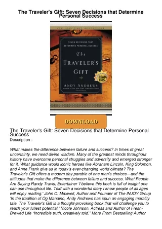 ❤[PDF]⚡  The Traveler's Gift: Seven Decisions that Determine Personal Success