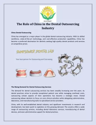 The Role of China in the Dental Outsourcing Industry