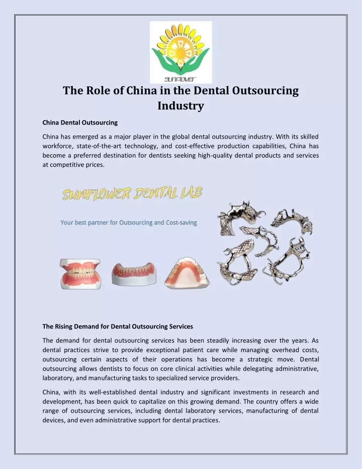 the role of china in the dental outsourcing