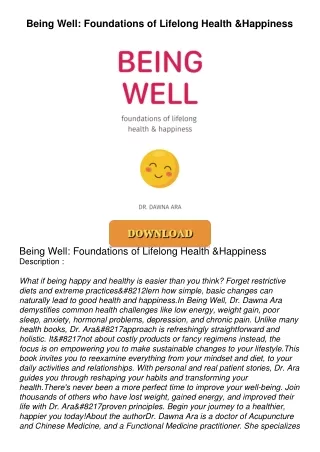 ❤[PDF]⚡  Being Well: Foundations of Lifelong Health & Happiness