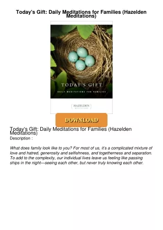 [PDF⚡READ❤ONLINE] Today's Gift: Daily Meditations for Families (Hazelden Meditations)