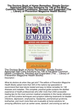 [PDF⚡READ❤ONLINE]  The Doctors Book of Home Remedies: Simple Doctor-Approved Self-Care Solutions