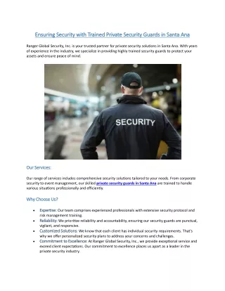 Ensuring Security with Trained Private Security Guards in Santa Ana