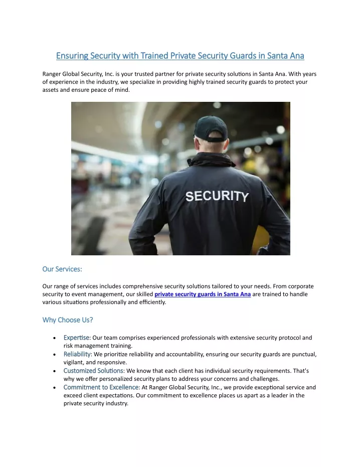 ensuring security with trained private security