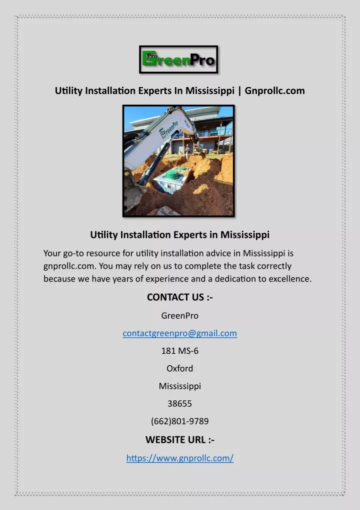 utility installation experts in mississippi